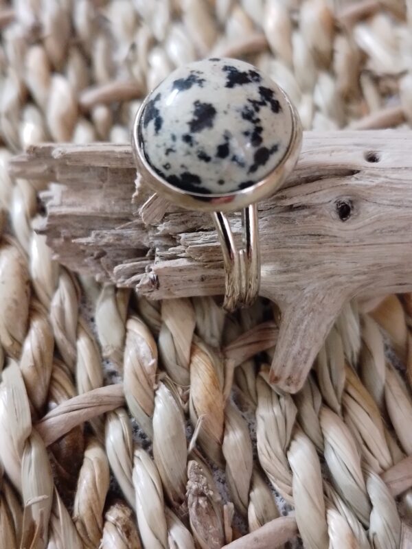 Bague pierre naturelle la jaspe dalmatien