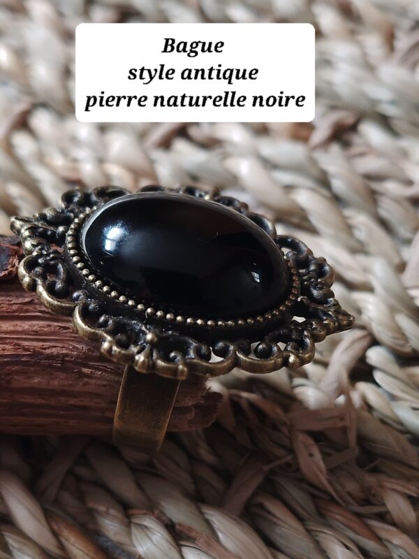 Bague pierre naturelle noire