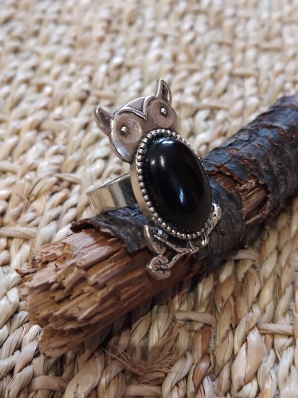 Bague pierre naturelle "obsidienne"