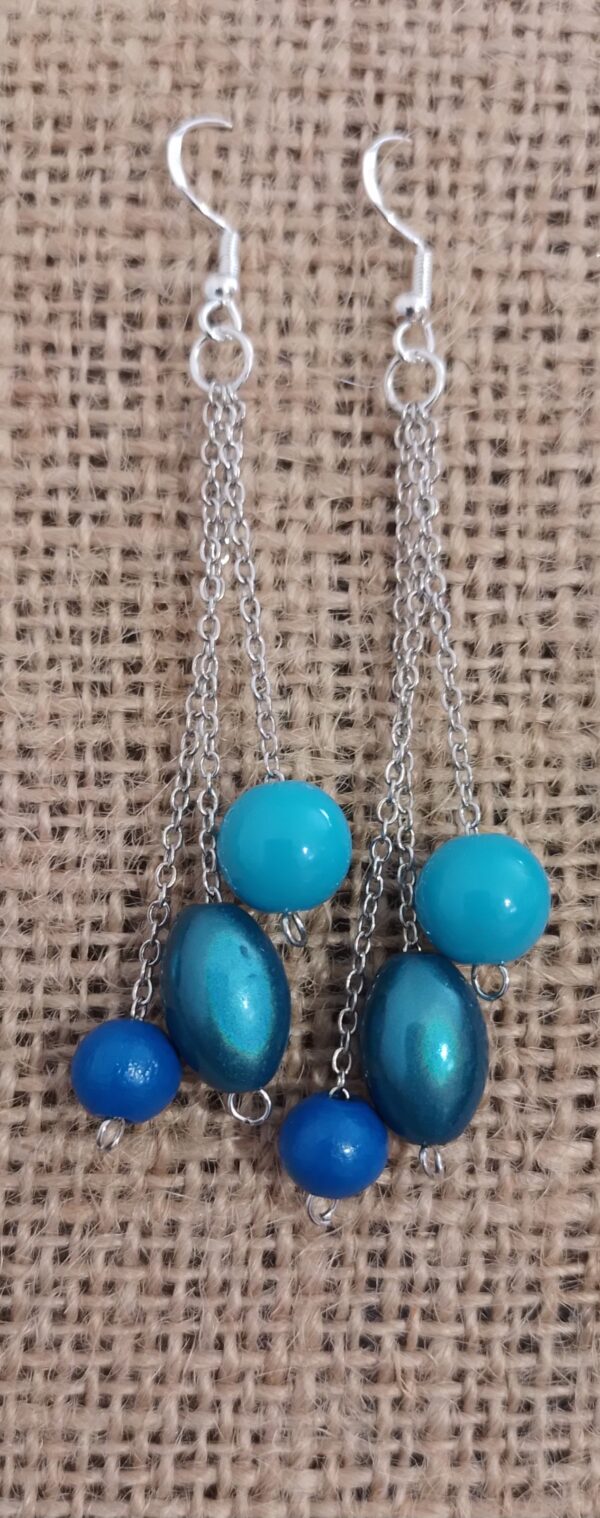 Boucles d'oreilles perles bleues